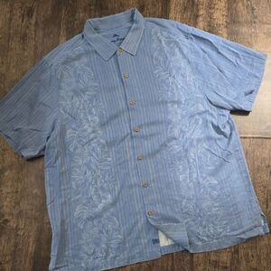 TOMMY BAHAMA Men's Blue Short Sleeve 100% Silk Shirtsz XXL